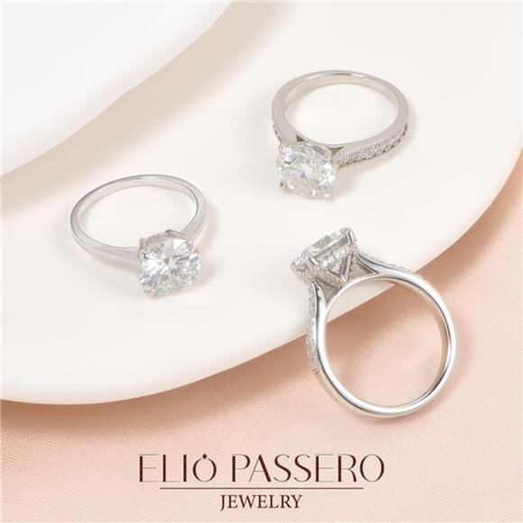 Moissanite Engagement Rings for Women,Promise Rings 925 Sterling Silver with - Picture 6 of 7